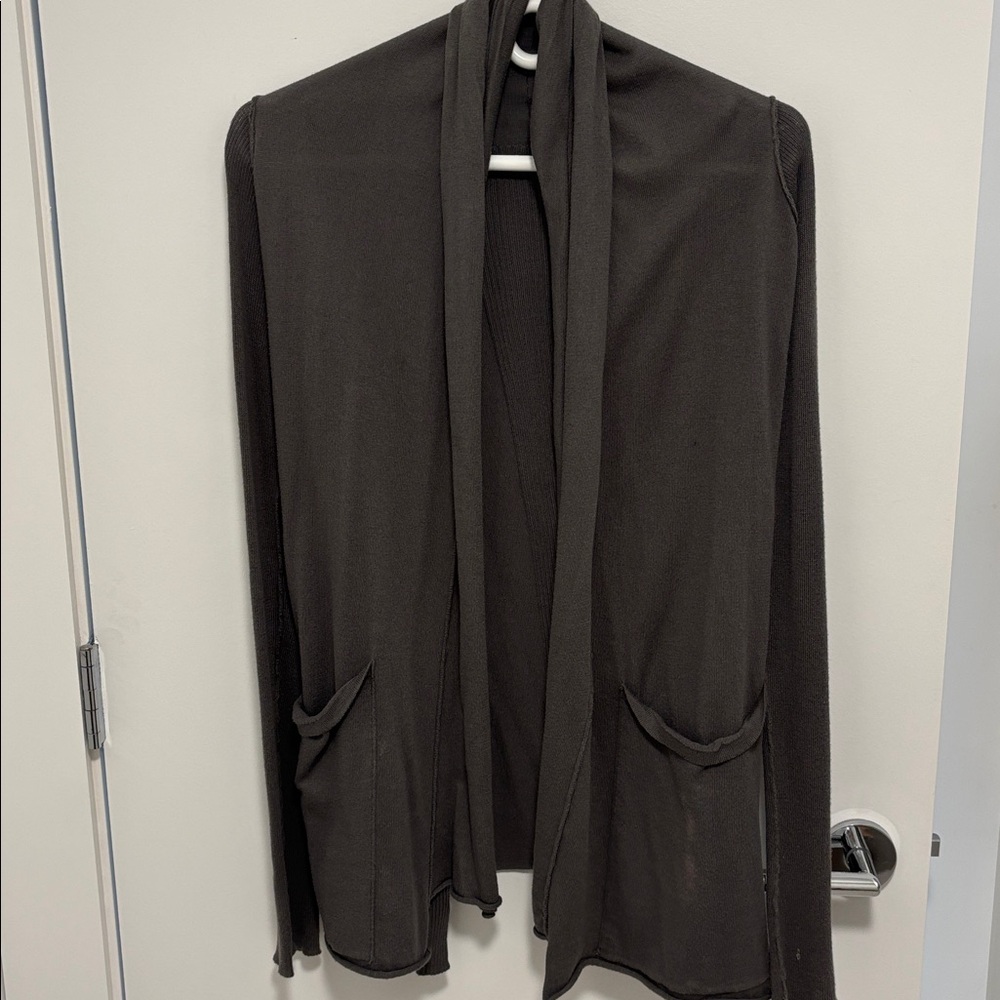 Charcoal gray draped  cotton sweater